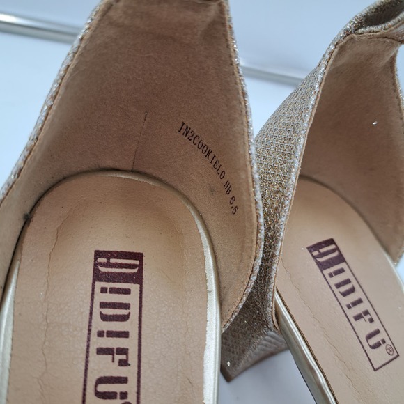 IDIFU Shiny Goldtone Lime Sandals Block Heel 6.5 - Picture 5 of 8